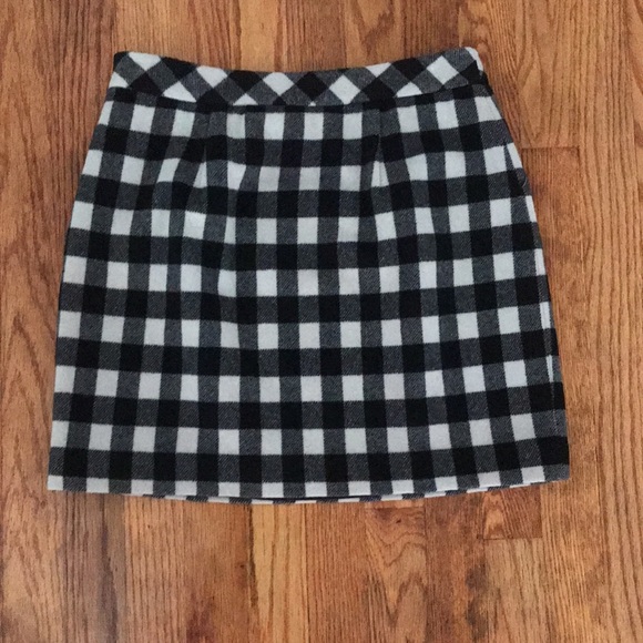 Club Monaco wool black and white checkered plaid skirt - Picture 3 of 5